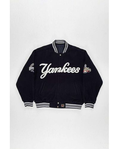 Urban Renewal One-of-a-kind Ny Yankees Reversible Wool Jacket - Blue