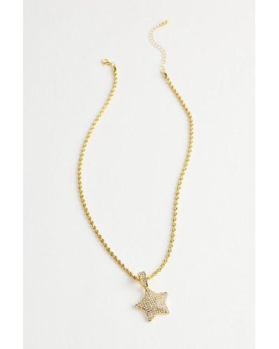 Urban Outfitters Iced Star Pendant Necklace - White