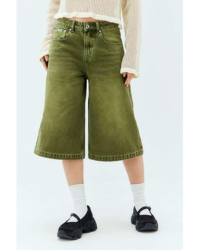 The Ragged Priest Washed Green Release Denim Shorts