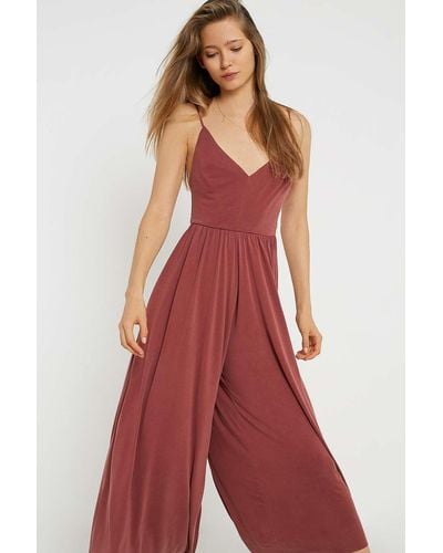 Urban Outfitters Uo Molly Cupro Culotte Jumpsuit - Red