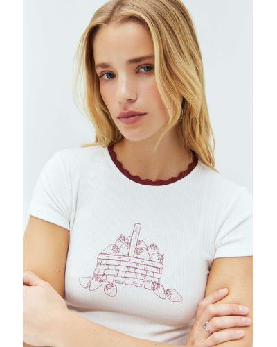 Motel Zagy Strawberry Print T-shirt - White