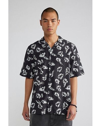 Afends Hibiscus Recycled Button-Down Shirt Top - Black