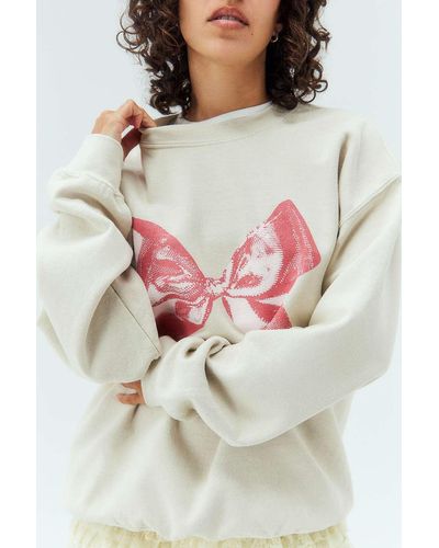 Urban Outfitters Uo White Bow Print Sweatshirt - Grey