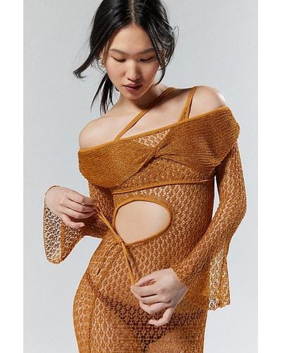 House Of Sunny The Solar Sheer Knit Shrug Sweater - Brown