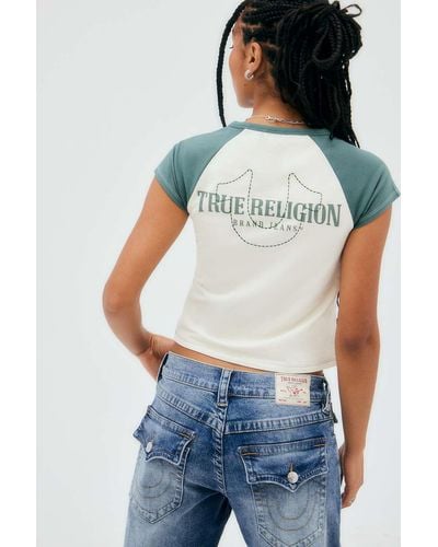 True Religion Teal Colour-block Raglan T-shirt - White