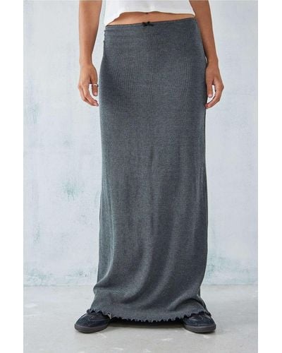 Urban Outfitters Uo Washed Ribbed Maxi Skirt - Grey