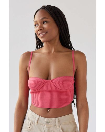Urban Outfitters Uo Estella Bustier Sweater Cami - Pink