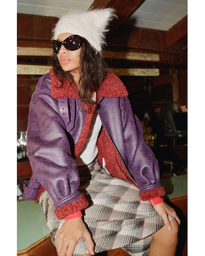 BDG Oversized Aviator Jacket In Plum,at Urban Outfitters - Blue