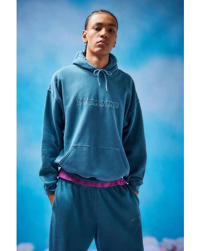 iets frans... Überfärbter hoodie in mit großer logostickerei - Blau
