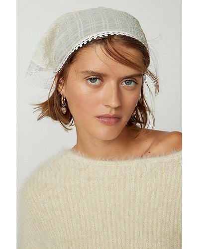 Urban Outfitters Lace Trim Headscarf - White