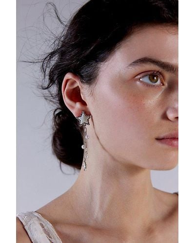 Urban Outfitters Pearl Star Post Drop Earring - Metallic