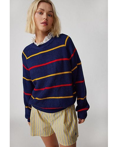 Urban Renewal Vintage Striped Oversized Sweater - Blue