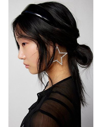 Urban Outfitters Faux Leather Puffy Headband - Black