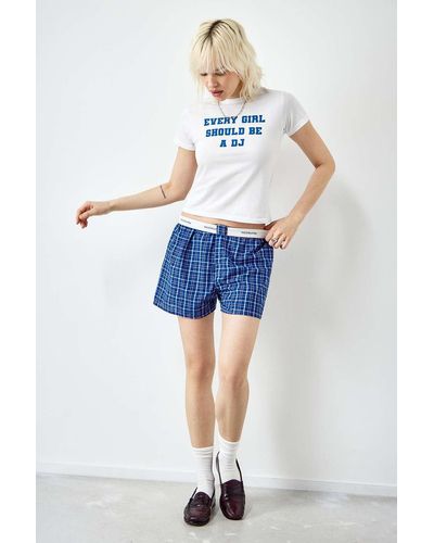 Urban Renewal Vintage Cotton Boxer Shorts At Urban Outfitters - Blue