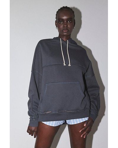 Out From Under Raw Edge Oversized Hoodie Sweatshirt - Gray
