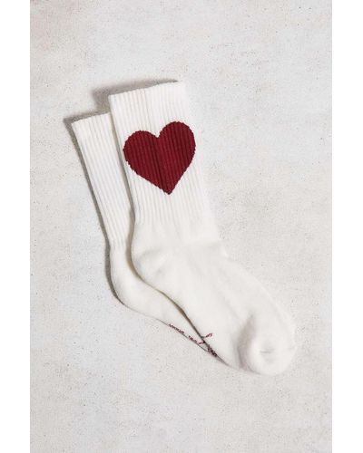 Out From Under Heart Socks - White