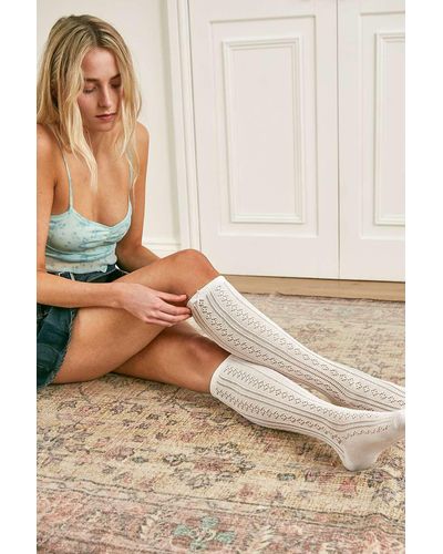 Urban Outfitters Uo Pointelle Knee High Socks - White