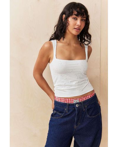 Out From Under Broderie Sqaure Neck Cami - Blue