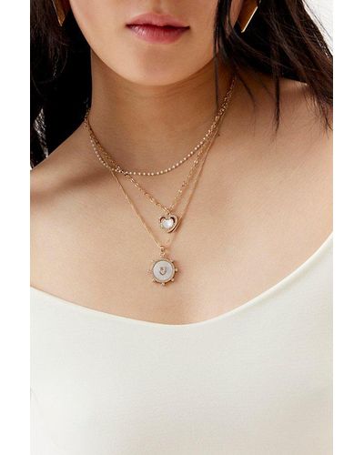 Urban Outfitters Cerise Heart Bow Layered Necklace - Natural