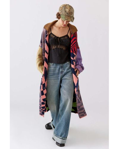 Urban Outfitters Uo Rita Spliced Duster Cardigan - Multicolour