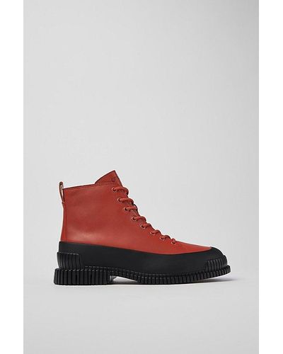 Camper Pix Lace-Up Ankle Boots - Red