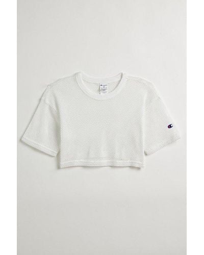 Champion Uo Exclusive Mesh Cropped Tee Top - White