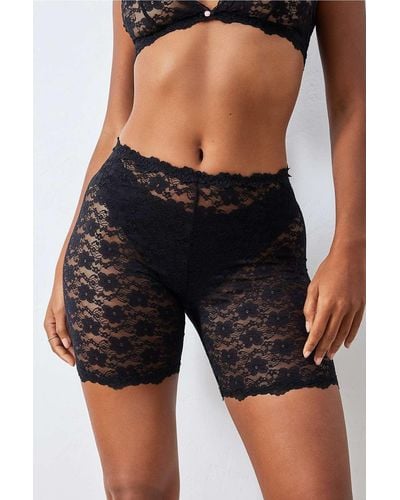 Out From Under Stretch Lace Cycling Shorts - Black