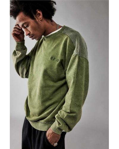 BDG Green Reverse Panel Sweatshirt