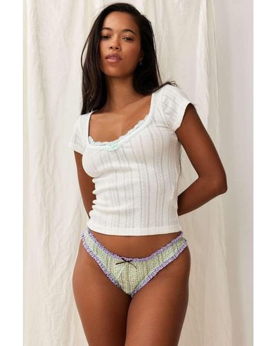 Out From Under Frilly Thong S At Urban Outfitters - White