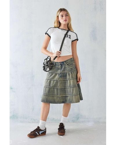 Jaded London Kutki Denim Midi Skirt - Multicolour
