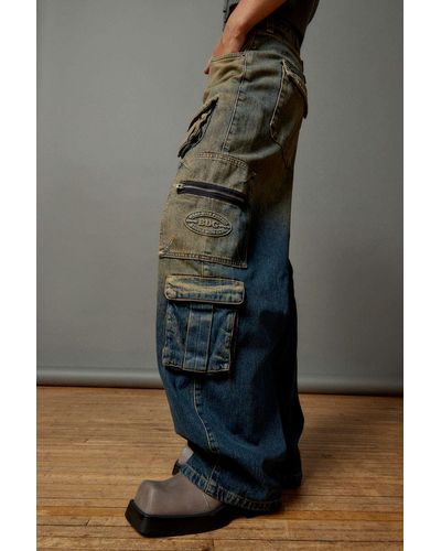 BDG Logan Buckle Baggy Boyfriend Cargo Jean In Vintage Denim Dark,at Urban Outfitters - Grey