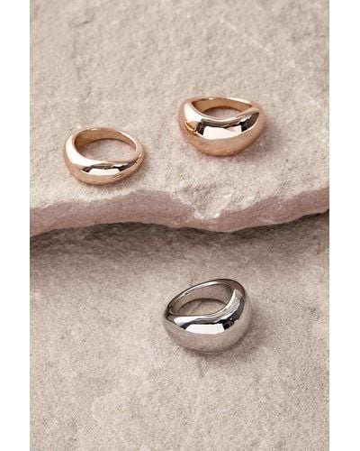 Silence + Noise Silence + Noise Chunky Molten Metal Rings 3-pack - Natural
