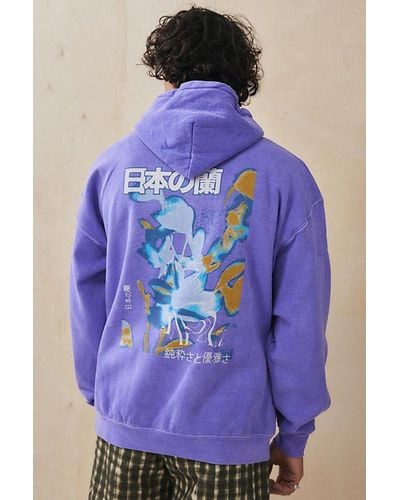 Urban Outfitters Uo Japanese Floral Hoodie Sweatshirt - Purple