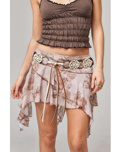 Urban Outfitters Uo Floral Concho Belt - Brown