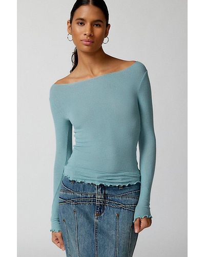 Out From Under Libby Ribbed Long Sleeve Top - Blue