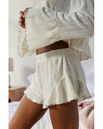 Out From Under Lizzie Ruffle Short In Ivory,at Urban Outfitters - Gray