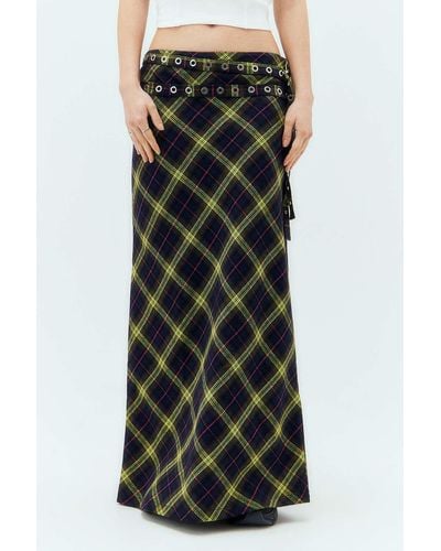 The Ragged Priest Vicious Checked Maxi Skirt Xs At Urban Outfitters - Black