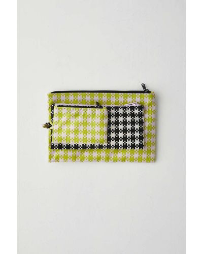BAGGU Flat Pouch Set In Mint Pixel Gingham At Urban Outfitters - Multicolor