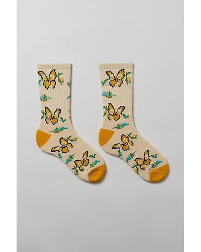 Urban Outfitters Butterfly Crew Sock - Metallic