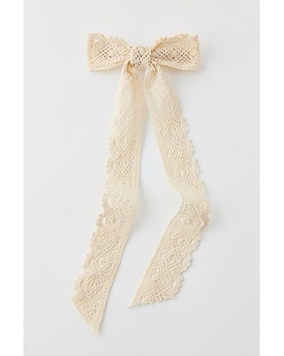 Urban Outfitters Long Crochet Hair Bow Barrette - Natural