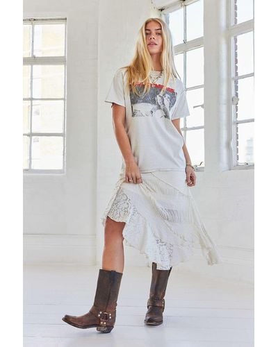 Urban Outfitters Uo Asymmetrical Textured Prairie Midi Skirt - White
