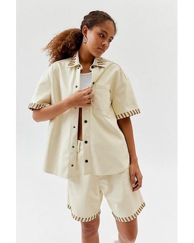 Honor The Gift Faux Leather Button-Down Shirt - Natural