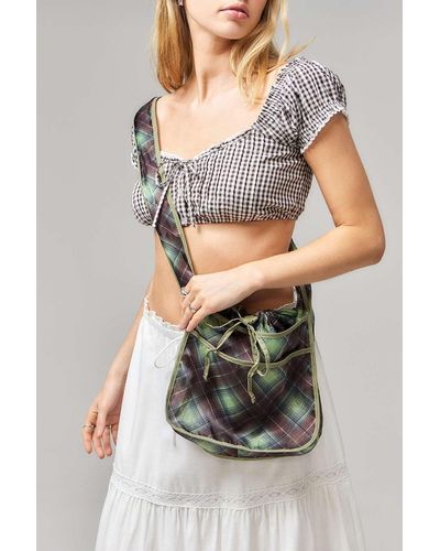 Urban Outfitters Uo Organza Check Sling Bag - Grey