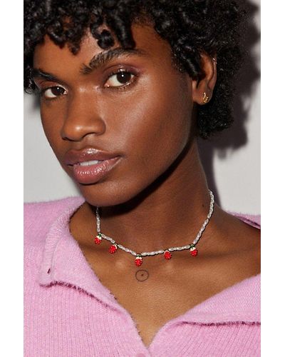 Urban Outfitters Fruit Pearl Charm Necklace - Multicolour