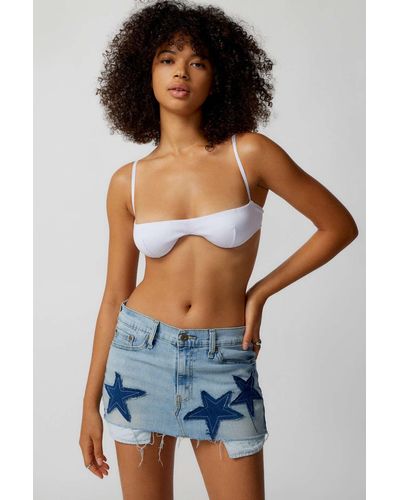 Urban Renewal Remade Levi's Star Patch Denim Mini Skirt In Indigo,at Urban Outfitters - Blue