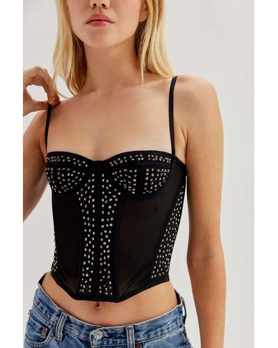 Out From Under Modern Love Rhinestone Corset - Black