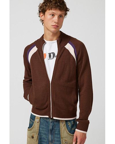 Urban Outfitters Uo Chairlift Full Zip Ski Sweater - Brown
