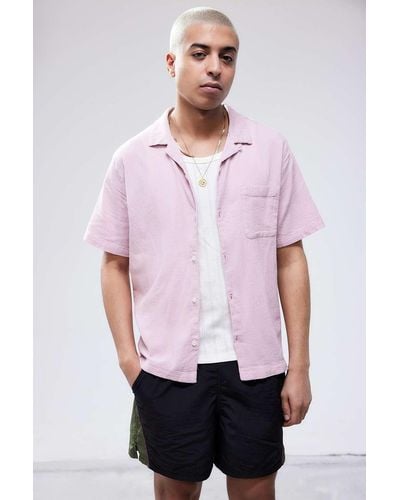 Urban Outfitters Uo Pink Crinkle Shirt - White