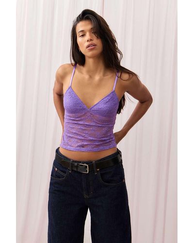 Out From Under Longline Lace Cami - Purple