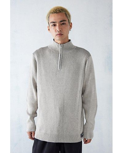 BDG Plated Quarter-Zip Sweater - Grey
